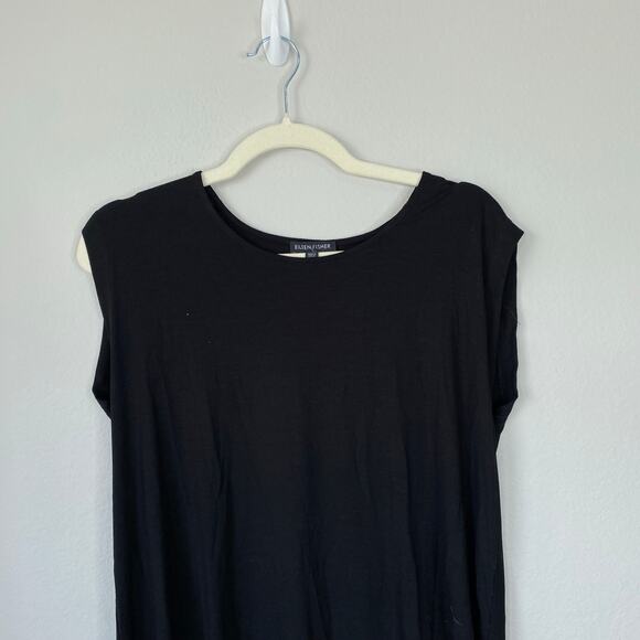 EILEEN FISHER Black Sleeveless Tank Midi Dress Size Small Casual Jersey Knit - Picture 3 of 6